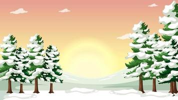 Thumbnail design with snow covered pine trees vector