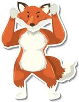 A fox dancing animal cartoon sticker vector