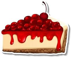A piece of cherry cheesecake in cartoon style vector