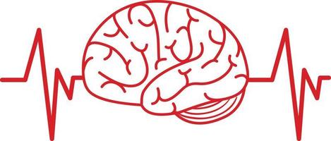 The brain has a red signal on white background vector