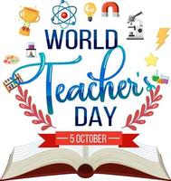 Happy Teacher's Day banner with school objects vector