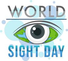 World Sight Day banner with an eye on world map vector