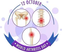 World Arthritis Day banner with red pain circles on human bones