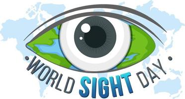 World Sight Day banner with an eye on world map vector