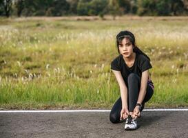 Women warm up before and after exercising. photo