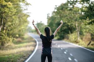 Women warm up before and after exercising. photo