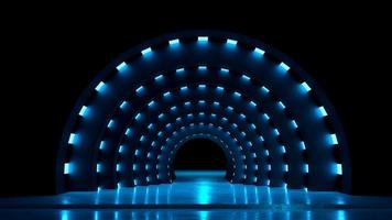 3D rendering of an neon tunnel overlaying photo