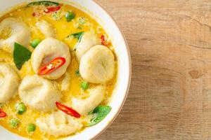 Green curry soup with Fish ball photo