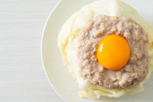 steamed cabbage stuffed minced pork and egg yolk photo