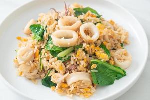 Fried rice with squid or octopus photo
