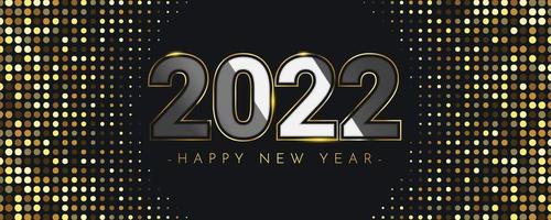 Elegant 2022 calendar header with the golden outline on abstract background. Luxury concept of happy new year 2022 vector