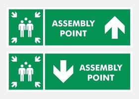 Señales de lugares de reunión para emergencias, puntos de reunión en la parte superior e inferior. vector