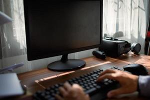 business man use a computer at work photo