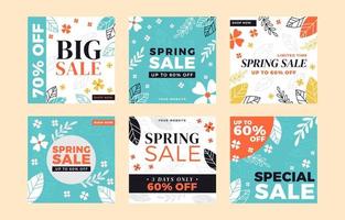 Spring Sale Instagram Posts vector