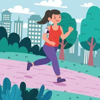 Woman Jogging in a Park vector