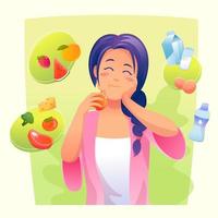 Woman Enjoy with Balance Diet Programs vector