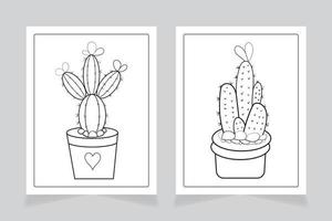 Cactus for adult and children coloring book. vector illustration.