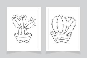 Cactus for adult and children coloring book. vector illustration.