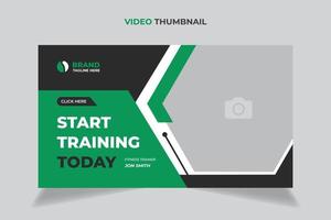Gym video thumbnail and web banner template. vector