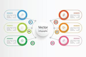 Business data visualization. Process chart. Abstract elements of graph, diagram with steps, infographic template with 6 options. Vector illustration.