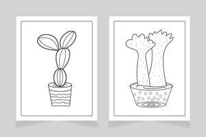 Cactus for adult and children coloring book. vector illustration.