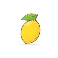 fruta de limón con grandes hojas verdes aisladas sobre fondo blanco. elementos de diseño, plantillas de logotipos, decoración de menú vegetariano. ilustración de estilo plano vector