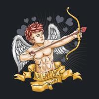 Cupido San Valentín amor ángel con corazón flecha se ve tan genial vector