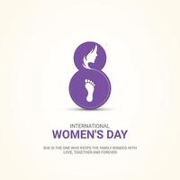 día internacional de la mujer, concepto 8, diseño de pancarta, póster, arte vectorial. vector