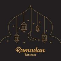 vector de arte de línea de ramadan kareem