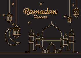 vector de arte de línea de ramadan kareem