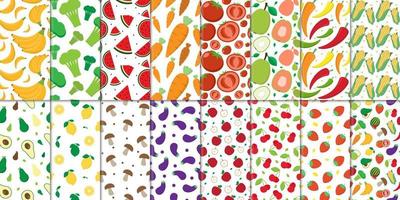 Collection of fresh fruit and vegetable seamless abstract pattern vector design