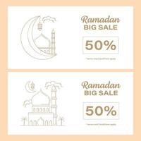 Ramadán kareem gran descuento banner compras vector de arte lineal