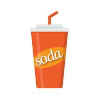 Soda drink, paper soda cup on white background flat illustration vector