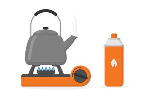 Portable stove and kettle flat design illustration vector