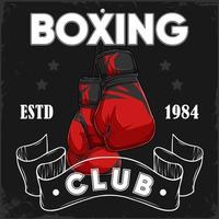 cartel vintage de academia, clubes y competiciones de boxeo con guantes de boxeo vector