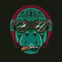 cool smoking monkey illustration for t-shirt design and print vector