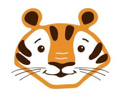 Cute Tiger face. Vector illustration in Cartoon flat style.