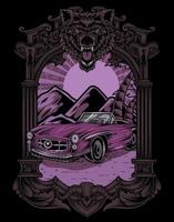 Ilustración de estilo retro de coches de época vector