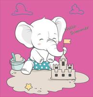 cute elephant baby vector