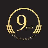 set of anniversary logotype style with handwriting golden color for celebration event vector