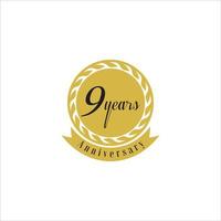 conjunto de estilo de logotipo de aniversario con escritura en color dorado para evento de celebración vector