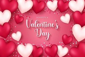 Lovely happy valentines day background with realistic hearts style background design for greeting card, poster, banner. Vector illustration.