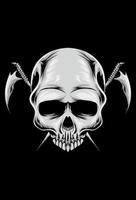 Skull with sharp weapon vector illustration