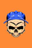 Skull with hat vector illustration