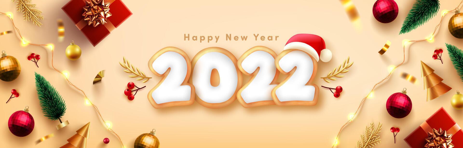 Retail Christmas Hours 2022 Happy New Year 2022 Poster Or Banner With Gingerbread Cookies In The Form  Of Numbers 2022 And Christmas Element.banner Template For Retail,Shopping,New  Year Or Christmas Promotion. 4937971 Vector Art At Vecteezy