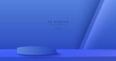 3D blue podium background vector concept with texture, Suitable for business background design, template, banner