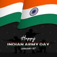 Indian army day background with soldier and waving flag vector