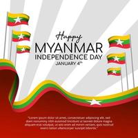 Fondo del día de la independencia de myanmar con bandera ondeante vector