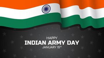 Fondo del día del ejército indio con bandera ondeante vector
