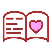 Notebook with heart on pages. Valentines day icon. Vector illustration